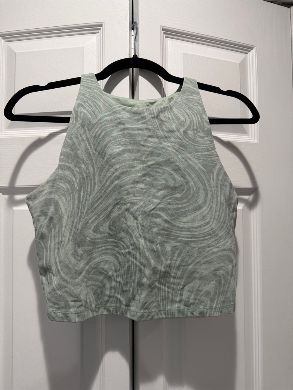Old Navy Active Powerchill Longline Sports Bra Cropped Top Large Swirl Green